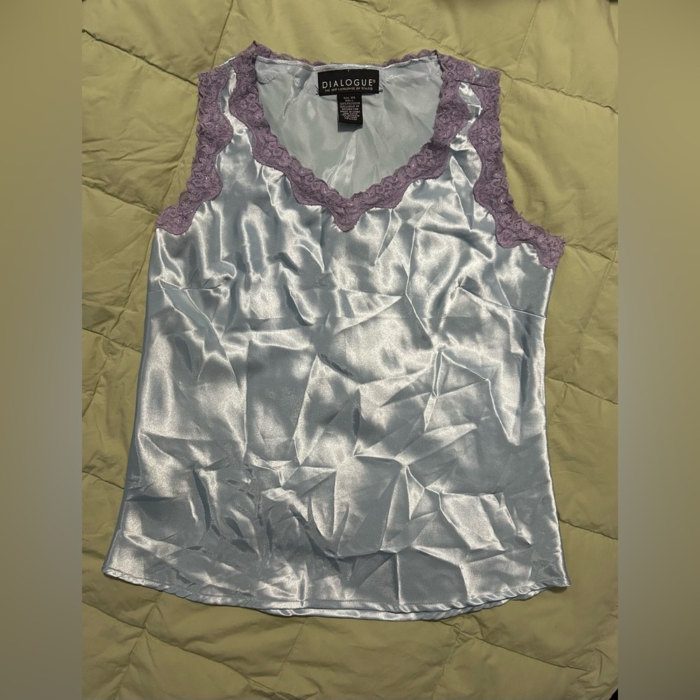 Dialogue Light Blue Top with Purple Lace SZ XS